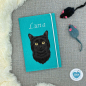 Preview: Impfpasshülle Katze Designbeispiel türkis hell für die schwarze Katze